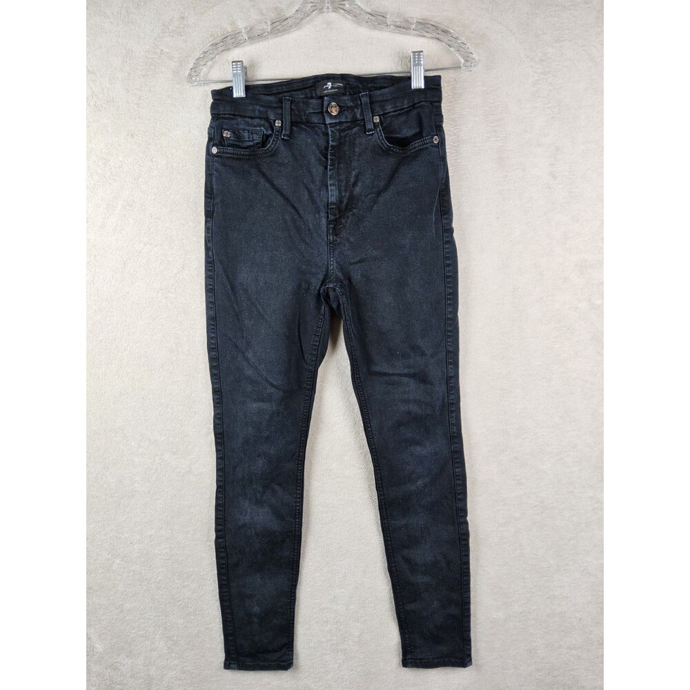 7 For All Mankind Women's High Rise Skinny Black Denim Jeans Size 27